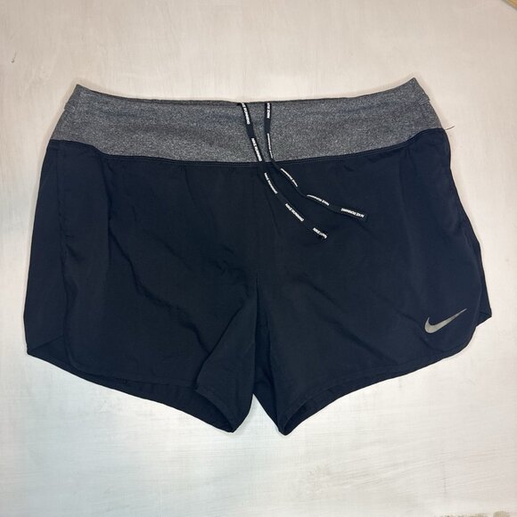 Nike Dri-Fit Women's Black Running Shorts Womens Large Two-Tone Black Gray - Picture 1 of 11